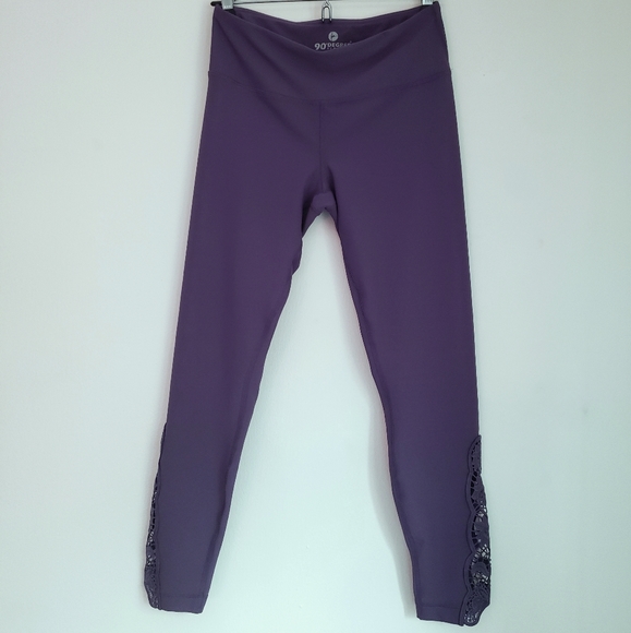 90 Degree By Reflex Pants - 90 Degree 7/8 Leggings with Lace Detail